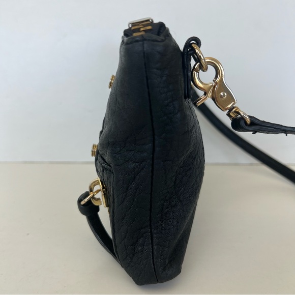 BOTKIER Logan Convertible Wristlet Black Pebbled Leather Shoulder Bag Crossbody - Picture 8 of 16